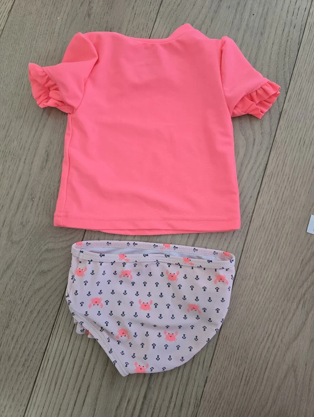 GUC Kids Neon Pink Anchor Crab Rash Guard Swim 3-6M